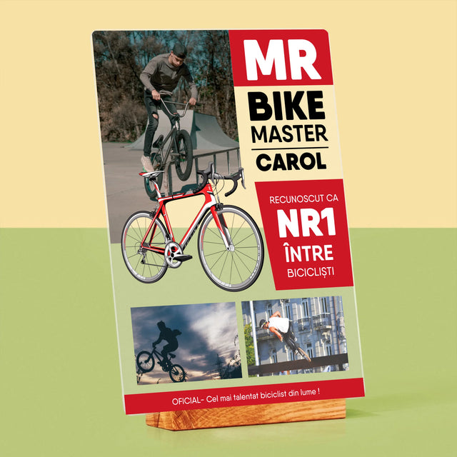 Copertă Derevistă: Mr Bike Master - Imprimare Pe Sticlă Acrilică (Verticală)