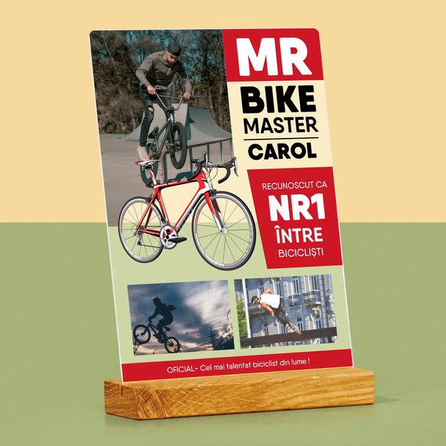 Copertă Derevistă: Mr Bike Master - Imprimare Pe Sticlă Acrilică (Verticală)