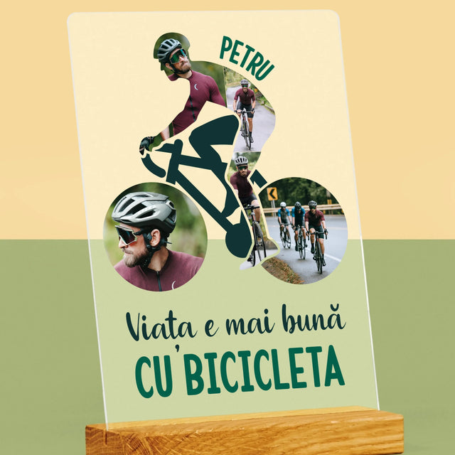 Formă Din Fotografii: Viața E Mai Bună Cu Bicicleta - Imprimare Pe Sticlă Acrilică (Verticală)
