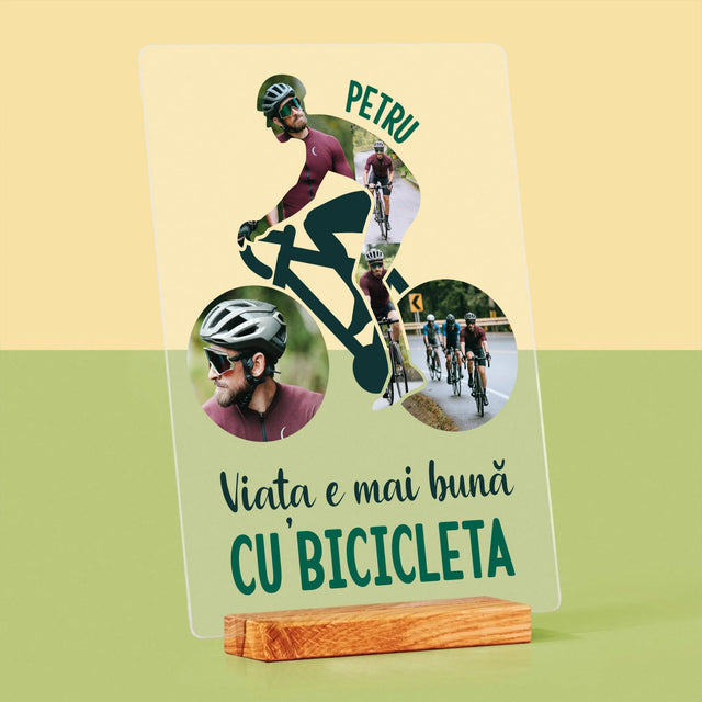 Formă Din Fotografii: Viața E Mai Bună Cu Bicicleta - Imprimare Pe Sticlă Acrilică (Verticală)
