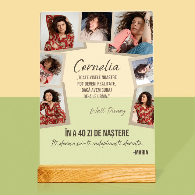 Colaj De Fotografii: 40 Zi De Naștere Realizeați Dorințele - Imprimare Pe Sticlă Acrilică (Verticală)
