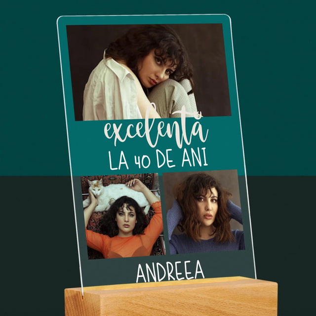 Colaj De Fotografii: Excelentă La 40 De Ani - Imprimare Pe Sticlă Acrilică (Verticală)