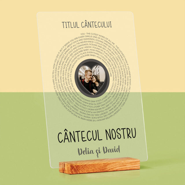 Fotografie Si Semnătură: Cântecul Nostru Cu Text - Imprimare Pe Sticlă Acrilică (Verticală)