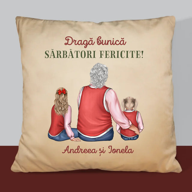 Creator De Personaj: Bunico, Sărbători Fericite - Pernă (Cu Fotografie)