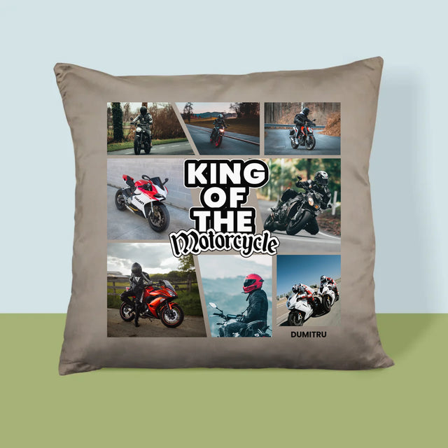 Colaj De Fotografii: King Of The Motorcycle - Pernă (Cu Fotografie)