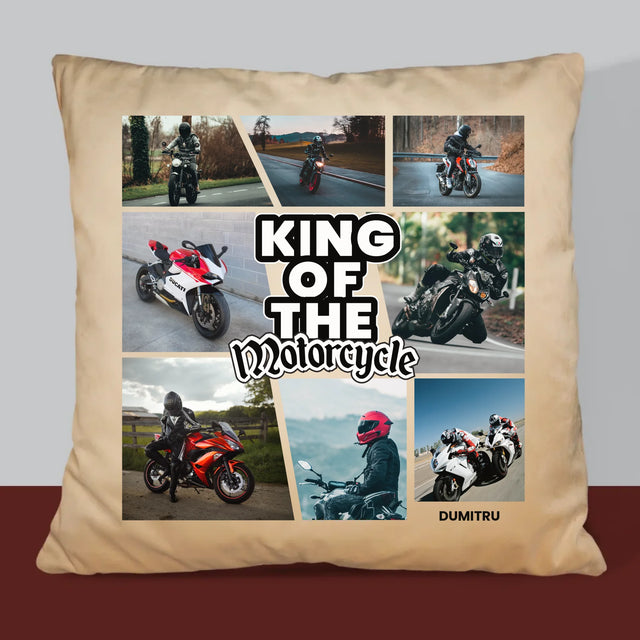 Colaj De Fotografii: King Of The Motorcycle - Pernă (Cu Fotografie)