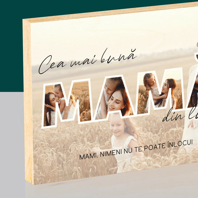 Cuvânt Din Fotografii: Cea Mai Bună Mamă Din Lume Fotografii - Imprimare Pe Lemn (Horizontală)