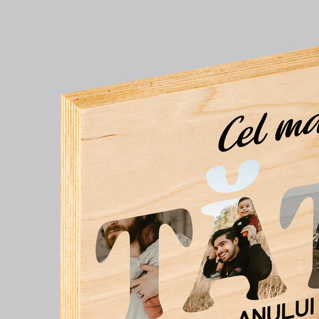 Cuvânt Din Fotografii: Cel Mai Bun Tată Al Anului - Imprimare Pe Lemn (Horizontală)