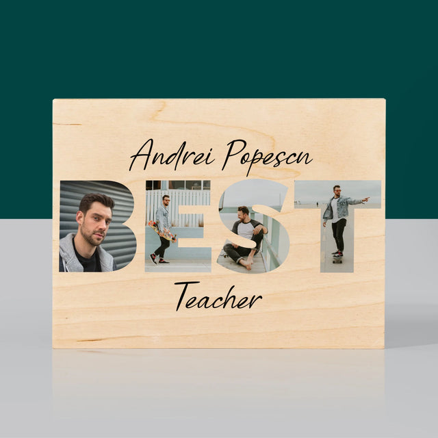 Cuvânt Din Fotografii: Best Teacher - Imprimare Pe Lemn (Horizontală)