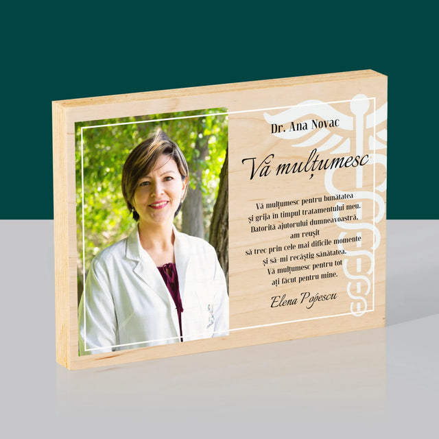 Fotografie Si Semnătură: Doctore Vă Mulțumesc - Imprimare Pe Lemn (Horizontală)