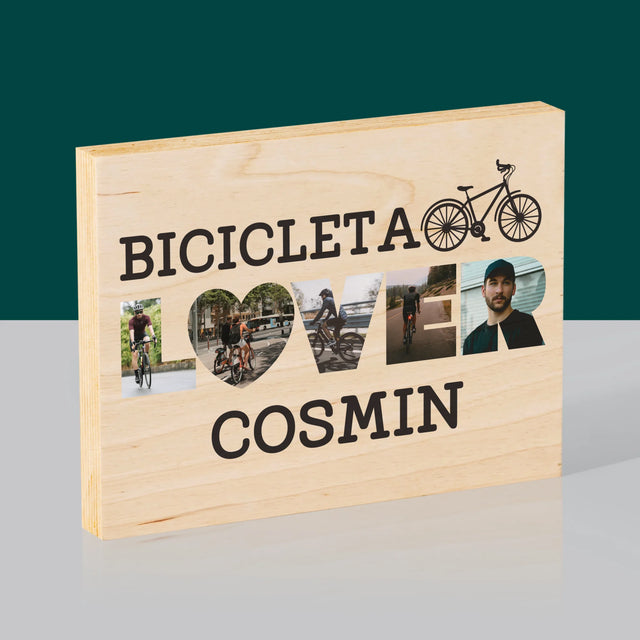 Cuvânt Din Fotografii: Bicicleta Lover - Imprimare Pe Lemn (Horizontală)