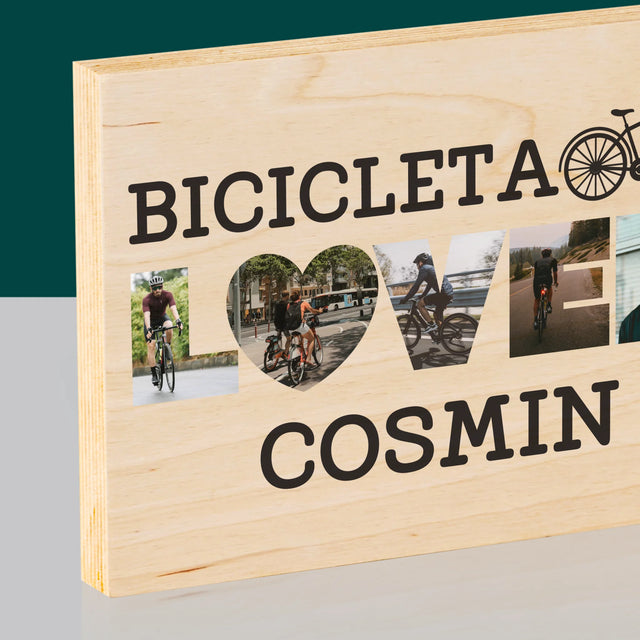 Cuvânt Din Fotografii: Bicicleta Lover - Imprimare Pe Lemn (Horizontală)