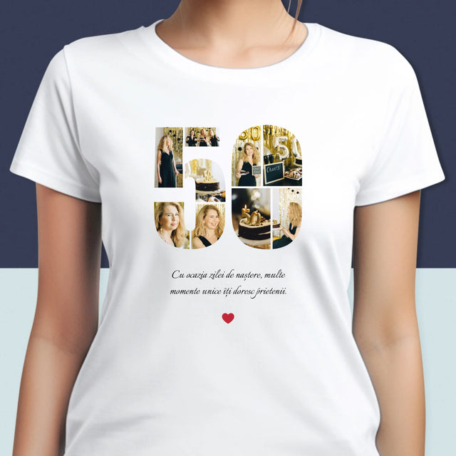Formă Din Fotografii: A 50 Zi De Naștere - Tricou Pentru Femei