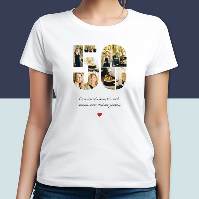 Formă Din Fotografii: A 50 Zi De Naștere - Tricou Pentru Femei
