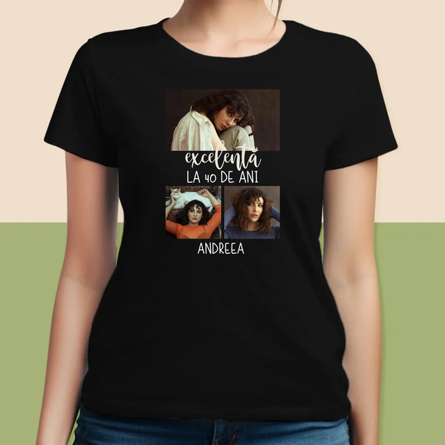 Colaj De Fotografii: Excelentă La 40 De Ani - Tricou Pentru Femei