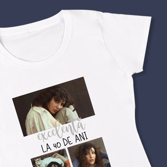 Colaj De Fotografii: Excelentă La 40 De Ani - Tricou Pentru Femei