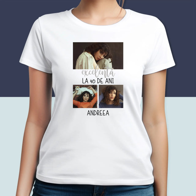 Colaj De Fotografii: Excelentă La 40 De Ani - Tricou Pentru Femei