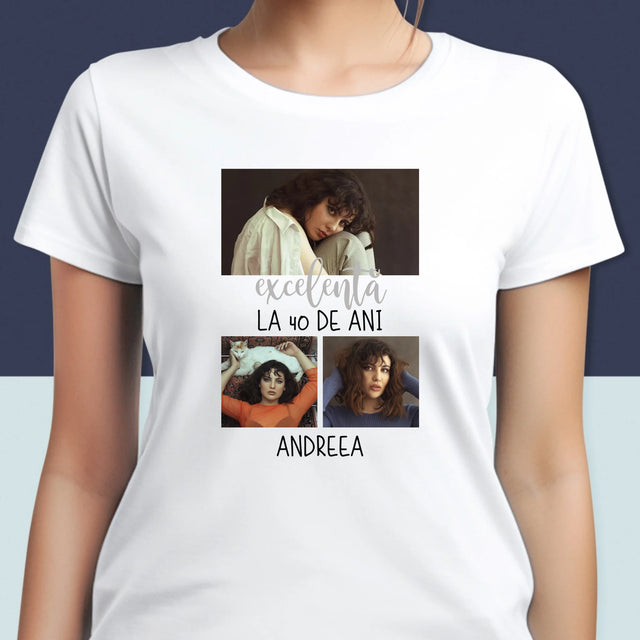 Colaj De Fotografii: Excelentă La 40 De Ani - Tricou Pentru Femei