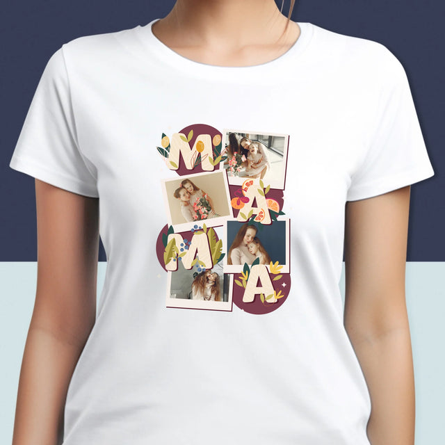 Colaj De Fotografii: Litere Mama - Tricou Pentru Femei