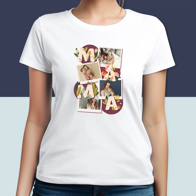 Colaj De Fotografii: Litere Mama - Tricou Pentru Femei