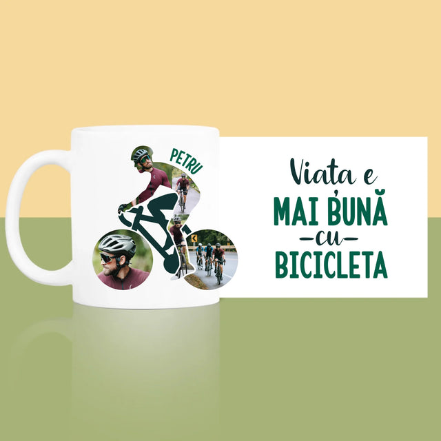 Formă Din Fotografii: Viața E Mai Bună Cu Bicicleta - Cană