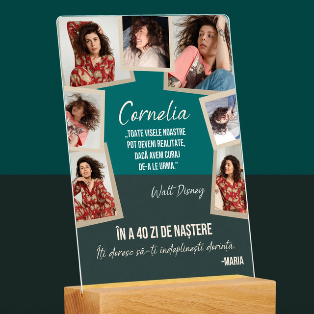 Colaj De Fotografii: 40 Zi De Naștere Realizeați Dorințele - Imprimare Pe Sticlă Acrilică (Verticală)