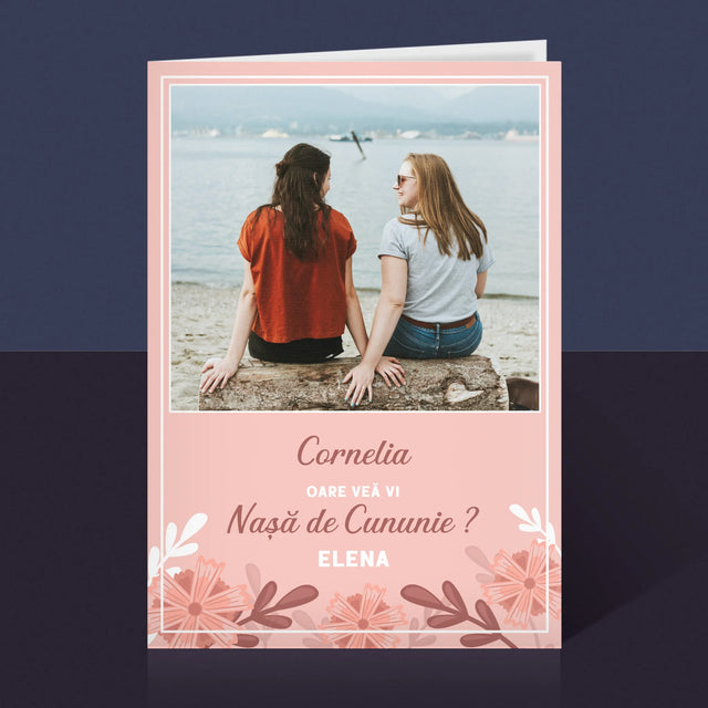 Colaj De Fotografii: Cerere La Nașă De Cununie - Card Cu Felicitări