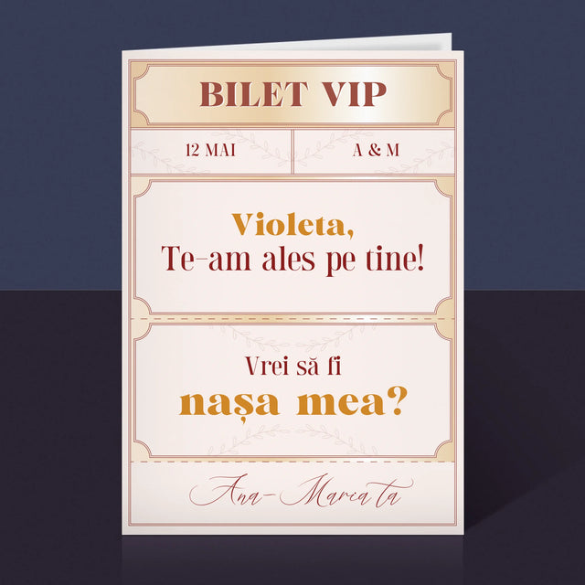Numele Și Semnătura: Bilete Vip Nașă - Card Cu Felicitări