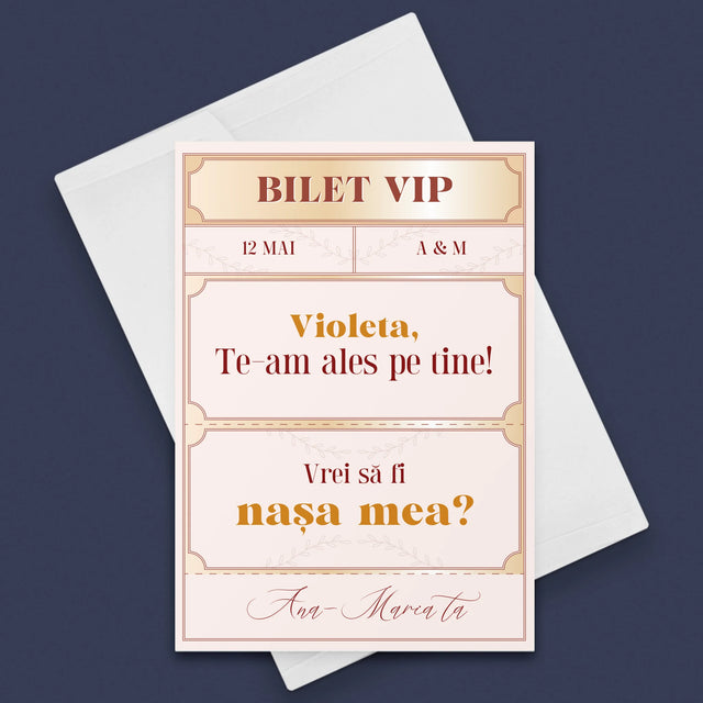Numele Și Semnătura: Bilete Vip Nașă - Card Cu Felicitări