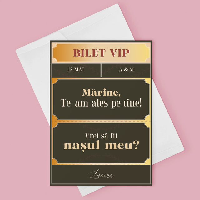 Numele Și Semnătura: Bilete Vip Naș - Card Cu Felicitări
