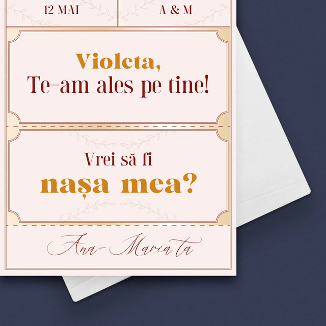 Numele Și Semnătura: Bilete Vip Nașă - Card Cu Felicitări
