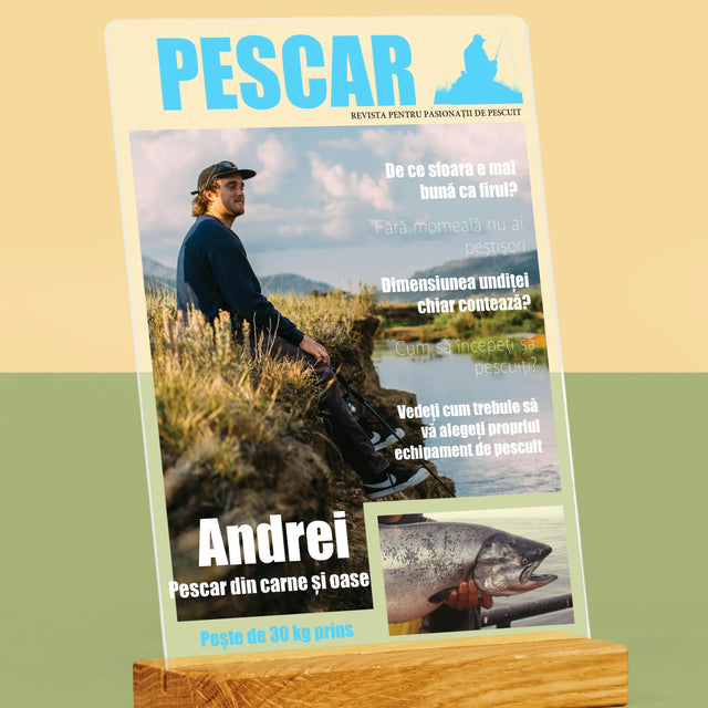 Copertă Derevistă: Pescar - Imprimare Pe Sticlă Acrilică (Verticală)