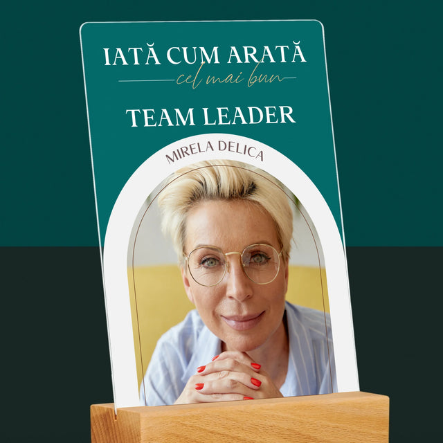 Fotografie Si Semnătură: Cel Mai Bun Lider De Echipă - Imprimare Pe Sticlă Acrilică (Verticală)