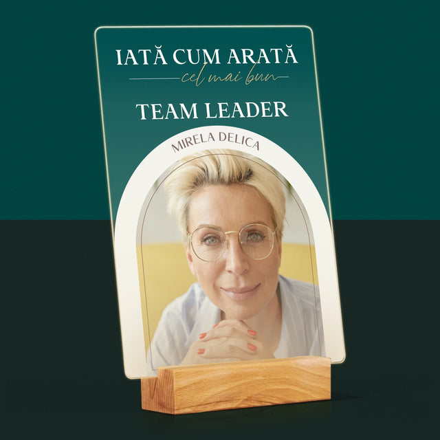 Fotografie Si Semnătură: Cel Mai Bun Lider De Echipă - Imprimare Pe Sticlă Acrilică (Verticală)