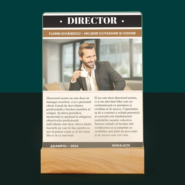 Copertă Derevistă: Director - Imprimare Pe Sticlă Acrilică (Verticală)