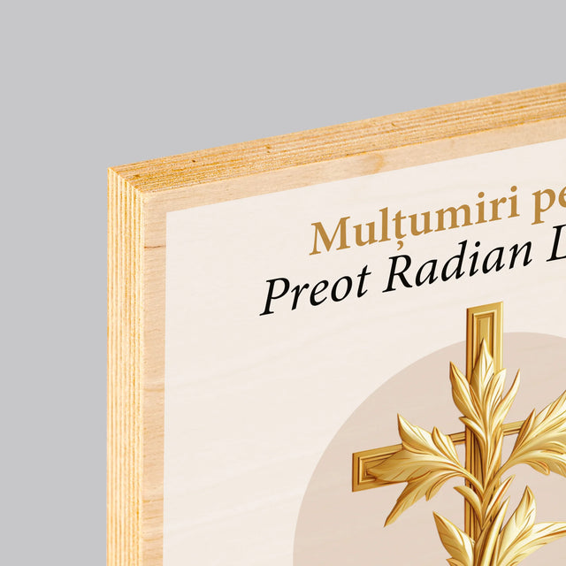 Numele Și Semnătura: Mulțumiri Pentru Preot - Imprimare Pe Lemn ( Verticală)