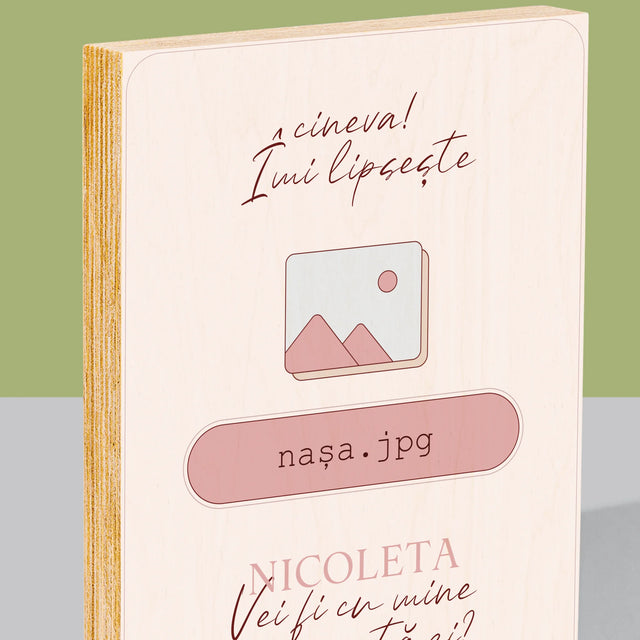 Numele Și Semnătura: Îmi Lipsește Cineva Nașa - Imprimare Pe Lemn ( Verticală)