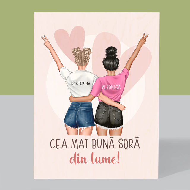 Creator De Personaj: Cea Mai Bună Soră Din Lume - Imprimare Pe Lemn ( Verticală)