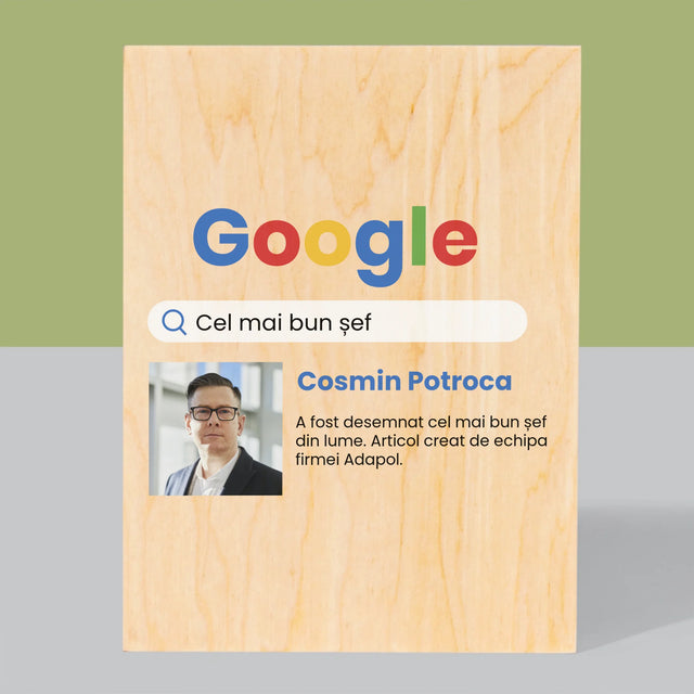 Fotografie Si Semnătură: Cel Mai Bun Șef - Rezultat Google - Imprimare Pe Lemn ( Verticală)