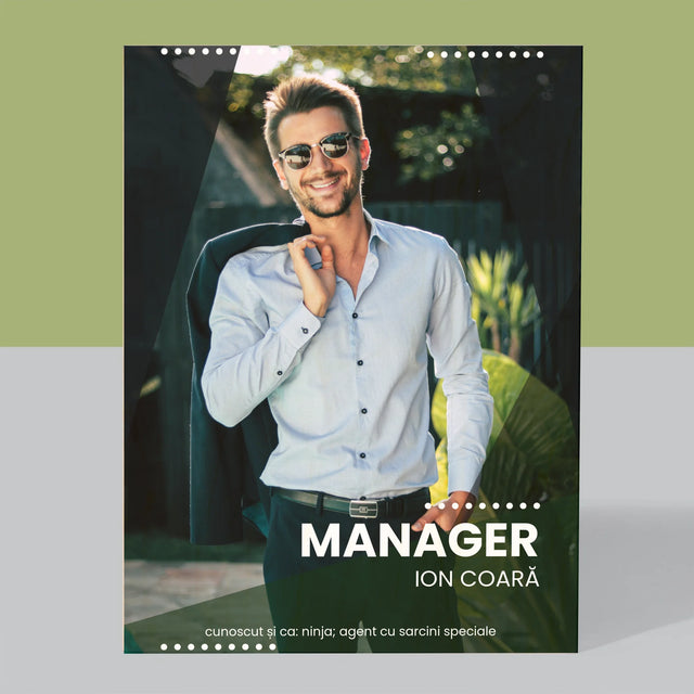 Fotografie Si Semnătură: Manager - Imprimare Pe Lemn ( Verticală)