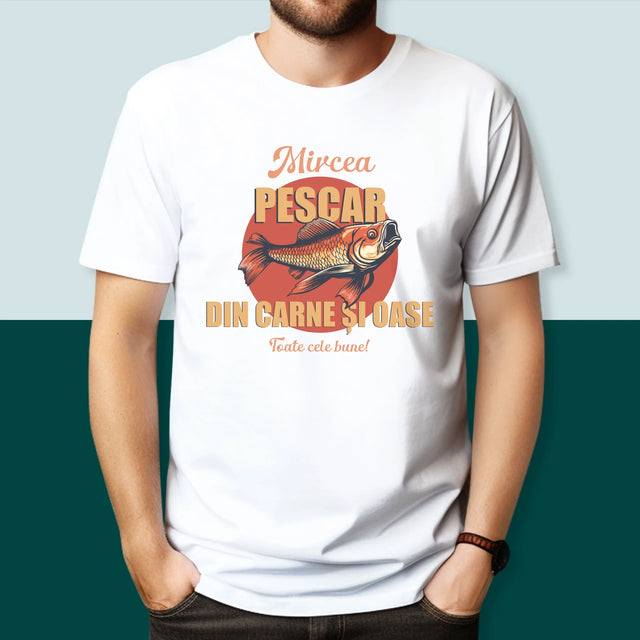 Numele Și Semnătura: Pescar Din Carne Și Oase - Tricou Pentru Bărbați