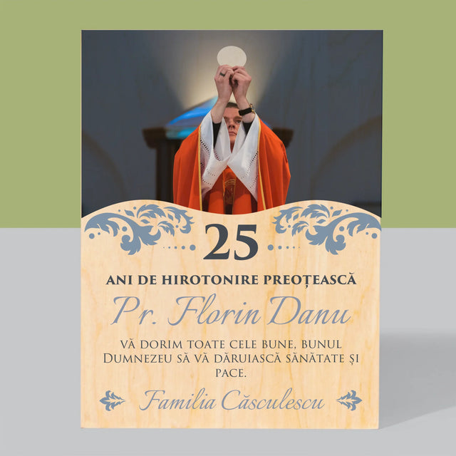 Fotografie Si Semnătură: Jubileul Hirotonirii Preoțești - Imprimare Pe Lemn ( Verticală)