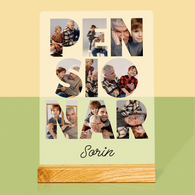 Cuvânt Din Fotografii: Pensionar - Imprimare Pe Sticlă Acrilică (Verticală)