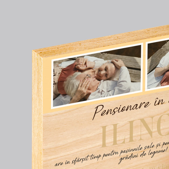 Colaj De Fotografii: Pensionare În Culori - Imprimare Pe Lemn ( Verticală)