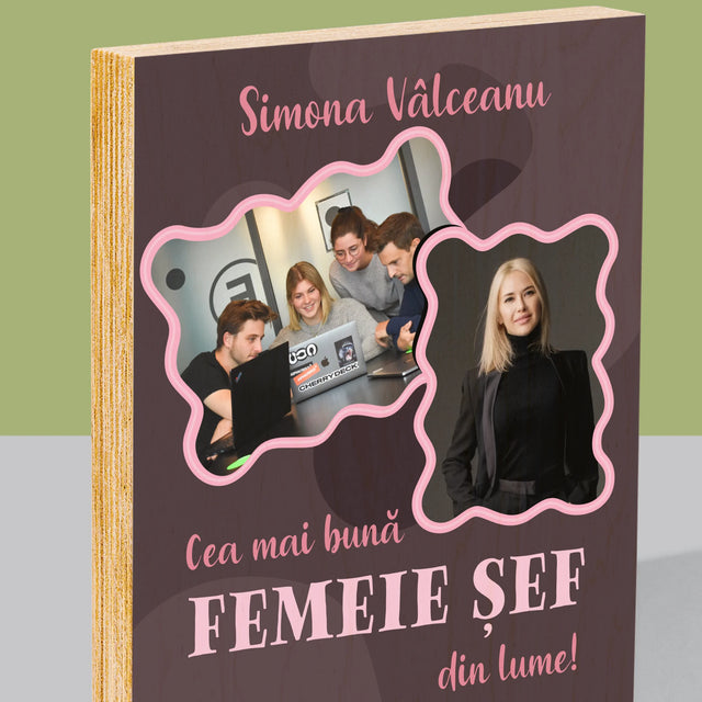 Colaj De Fotografii: Cea Mai Bună Femeie Șef - Imprimare Pe Lemn ( Verticală)
