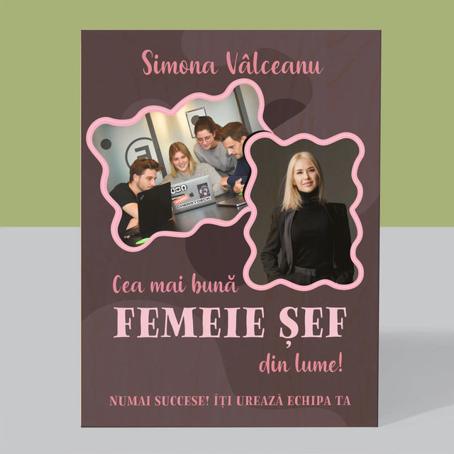 Colaj De Fotografii: Cea Mai Bună Femeie Șef - Imprimare Pe Lemn ( Verticală)