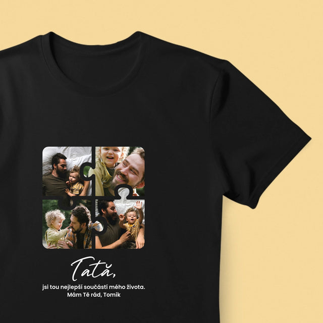 Colaj De Fotografii: Puzzle Fotografie Pentru Tata - Tricou Pentru Bărbați
