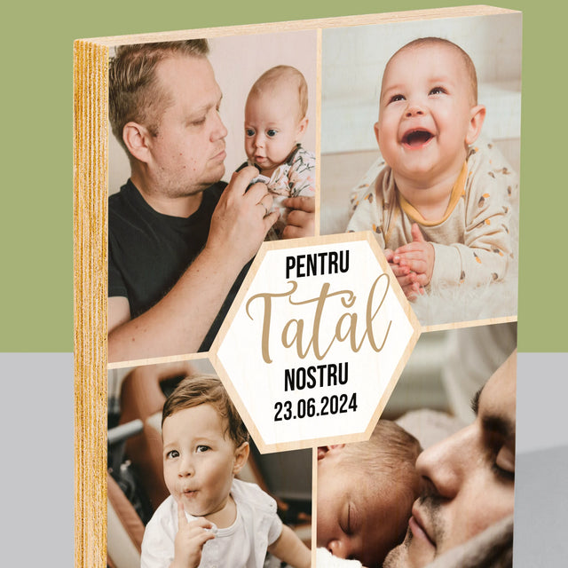 Colaj De Fotografii: Pentru Tatăl Nostru - Imprimare Pe Lemn ( Verticală)