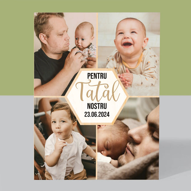 Colaj De Fotografii: Pentru Tatăl Nostru - Imprimare Pe Lemn ( Verticală)