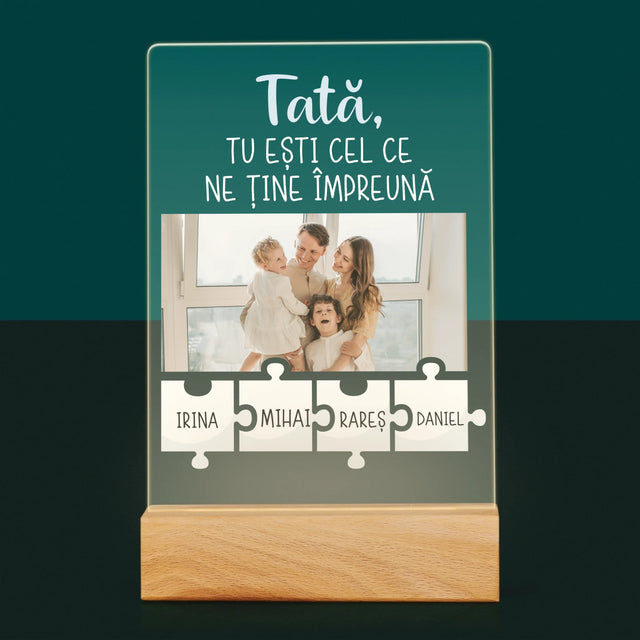 Fotografie Si Semnătură: Tată, Tu Ești Cel Care Ne Ține Împreună - Imprimare Pe Sticlă Acrilică (Verticală)